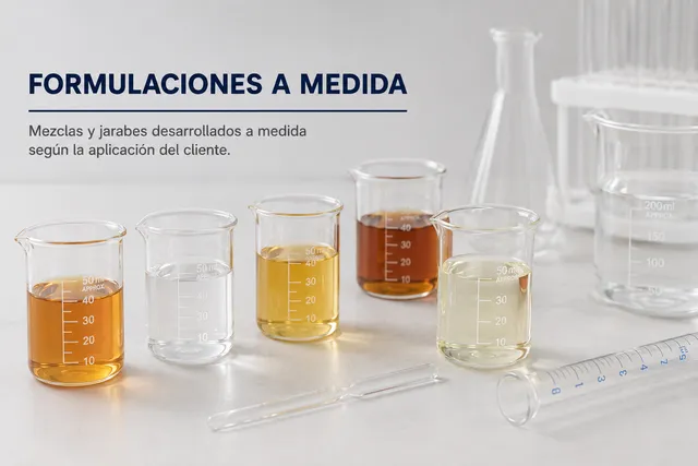 Formulaciones a medida: Mezclas y jarabes desarrollados junto a su equipo técnico según la aplicación y el volumen.