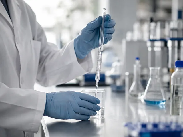 Analista de laboratorio realizando un control de muestra.